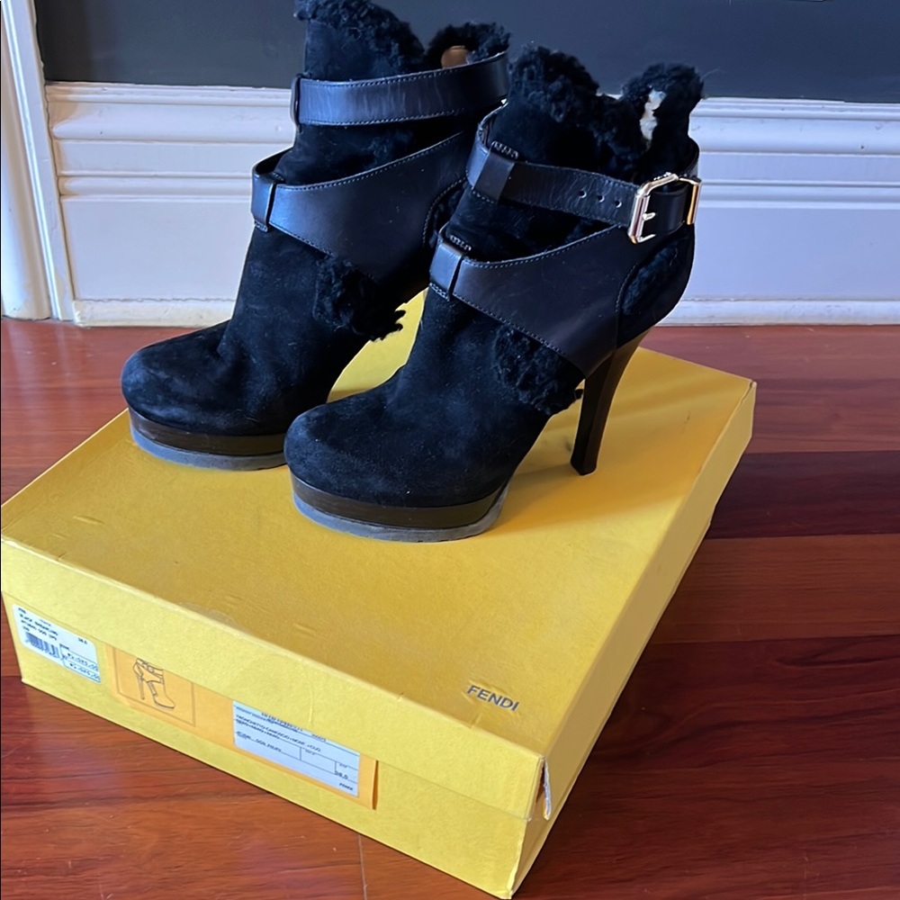 Fendi Black Ankle Booties with Stiletto Heel